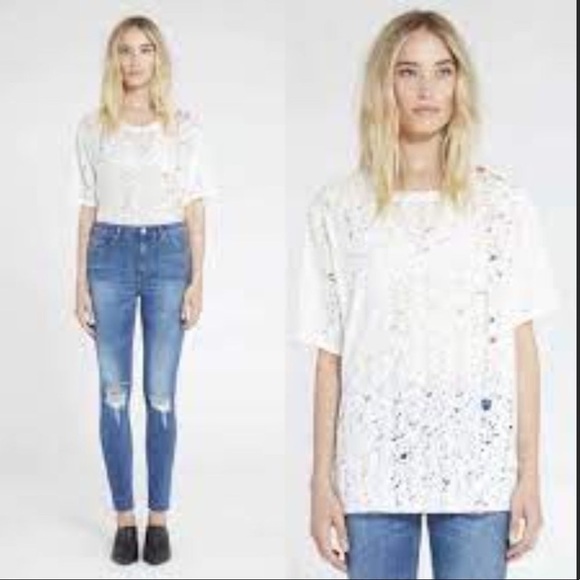 Iro Linen Distressed White Short Sleeve T-Shirt Size M - Picture 1 of 12